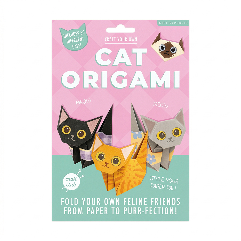 Gift Republic Multicolour Cat Paper Craft Origami Kit 50 Sheets w/ Instructions