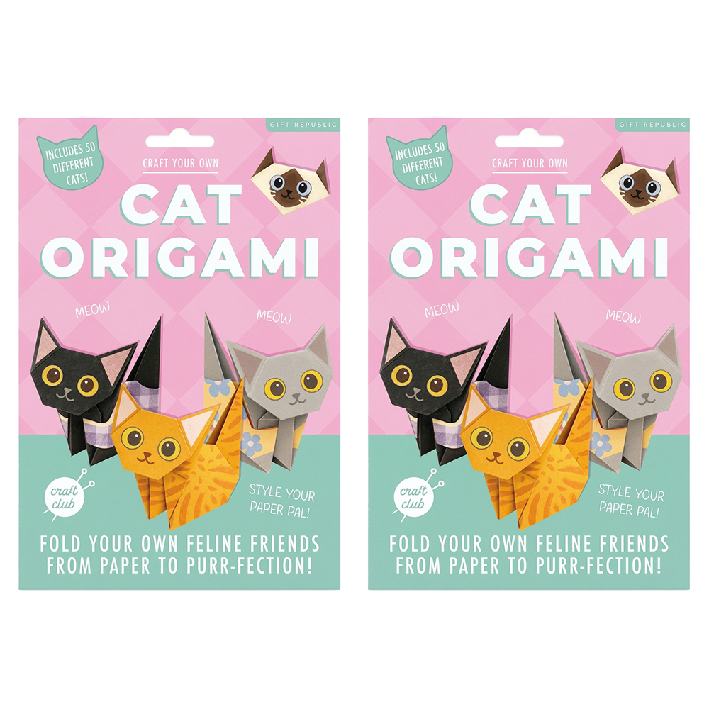 Gift Republic Cat Paper Origami Kit 50 Sheets w/ Instructions Multicolour (2 Pack)