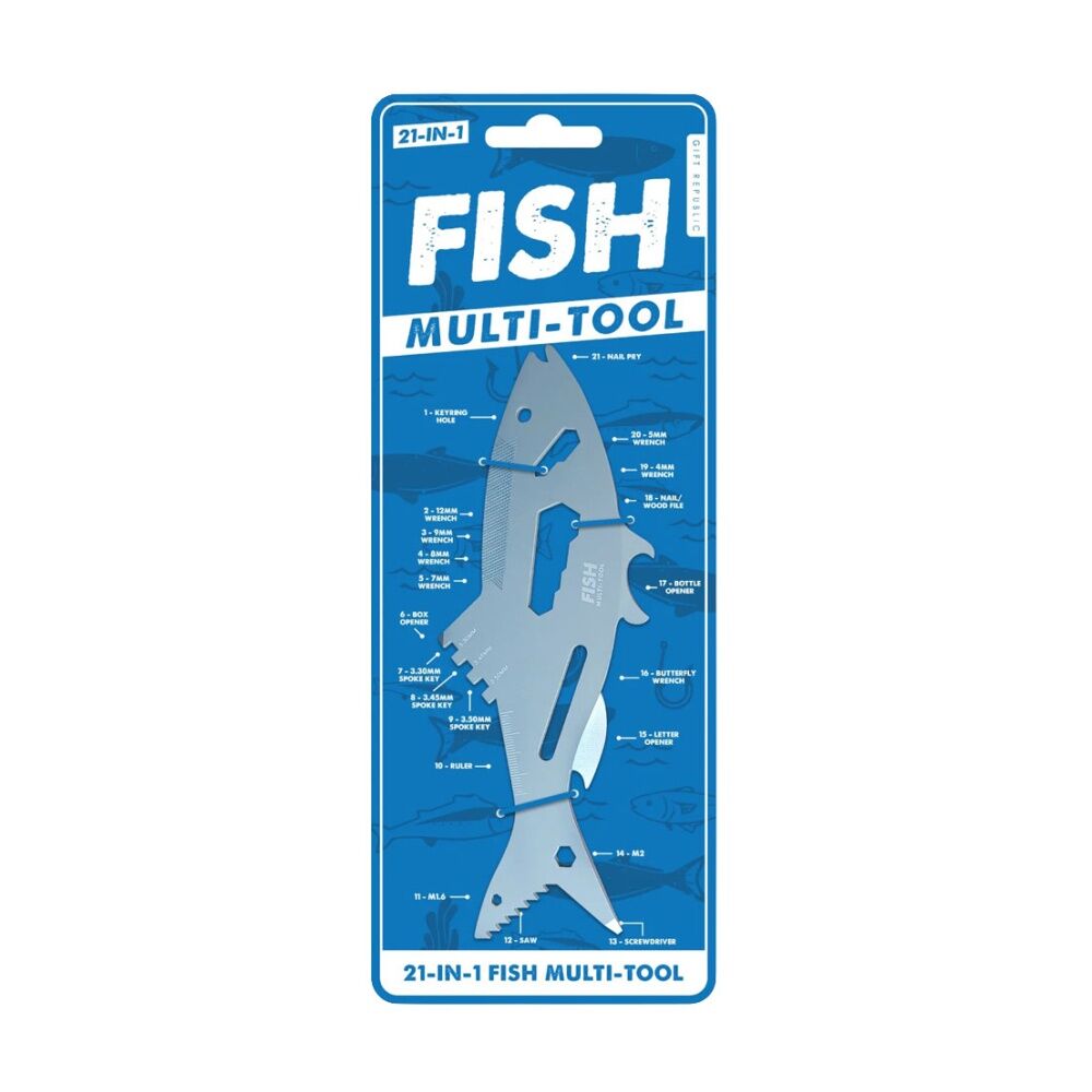 Gift Republic Fish Shaped 21-in-1 Outdoor Multi-Tool w/ Bottle Opener Silver (2 Pack) — image 2