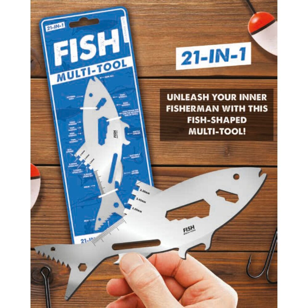 Gift Republic Fish Shaped 21-in-1 Outdoor Multi-Tool w/ Bottle Opener Silver (2 Pack) — image 3