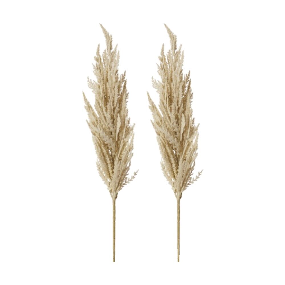 E Style Pampas Grass Stem Realistic Artificial Flower Plastic Beige 94cm (2 Pack)