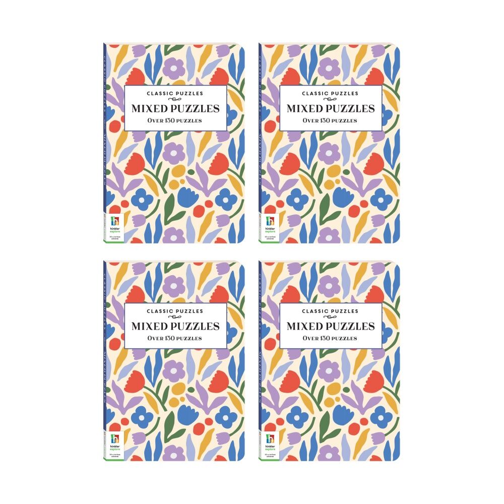 Hinkler Classic Puzzles Mixed Puzzle Book Brain Teaser (4 Pack)