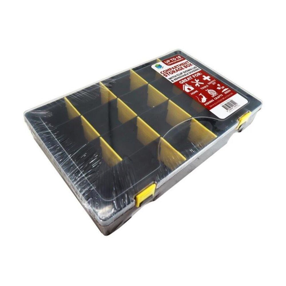 Braz Plastic Multi-Compartment Clear Storage Box 34x21x5cm Black (4 Pack) — image 2