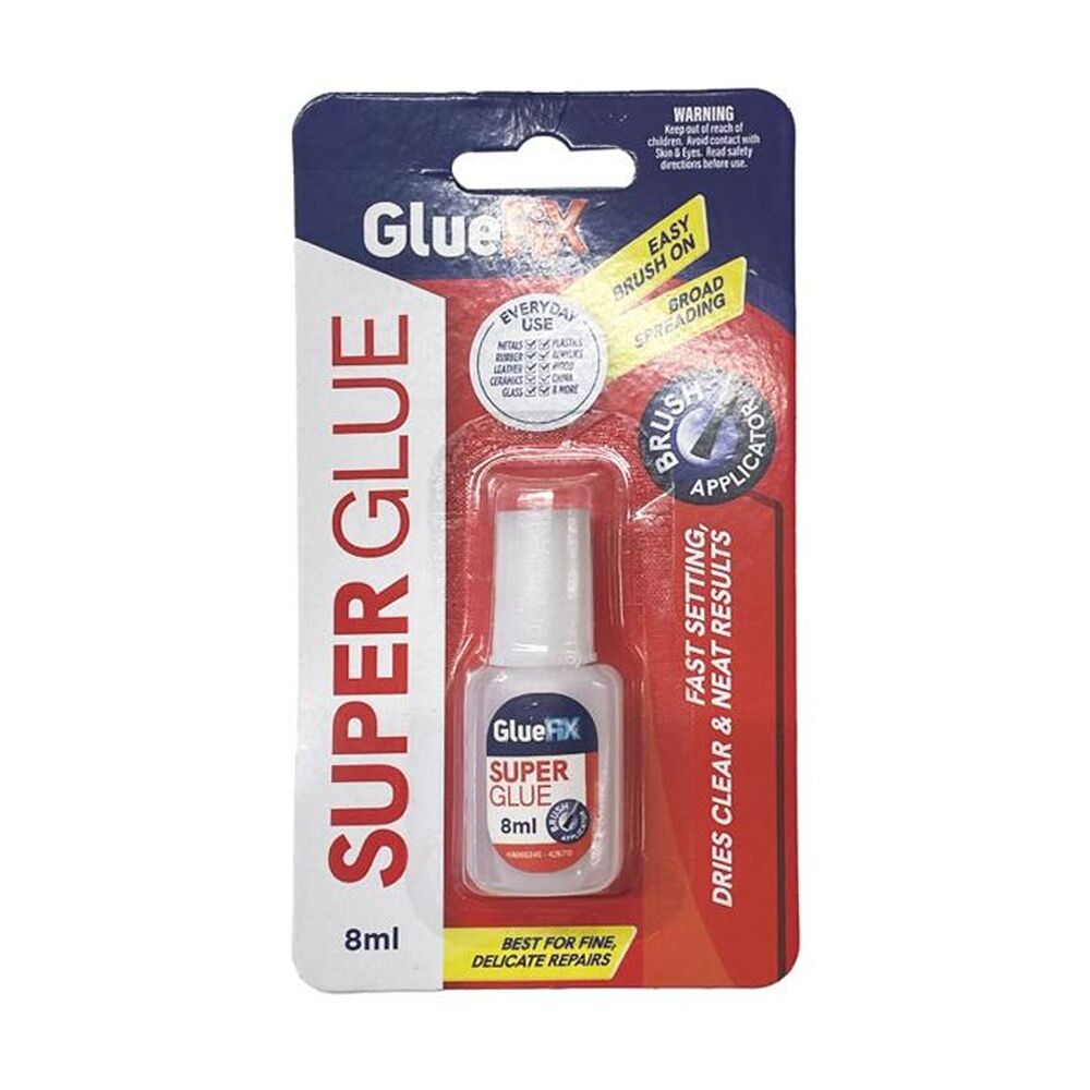 Gluefix 8ml Fast Setting Dries Clear Precise Repairs Super Glue Brush