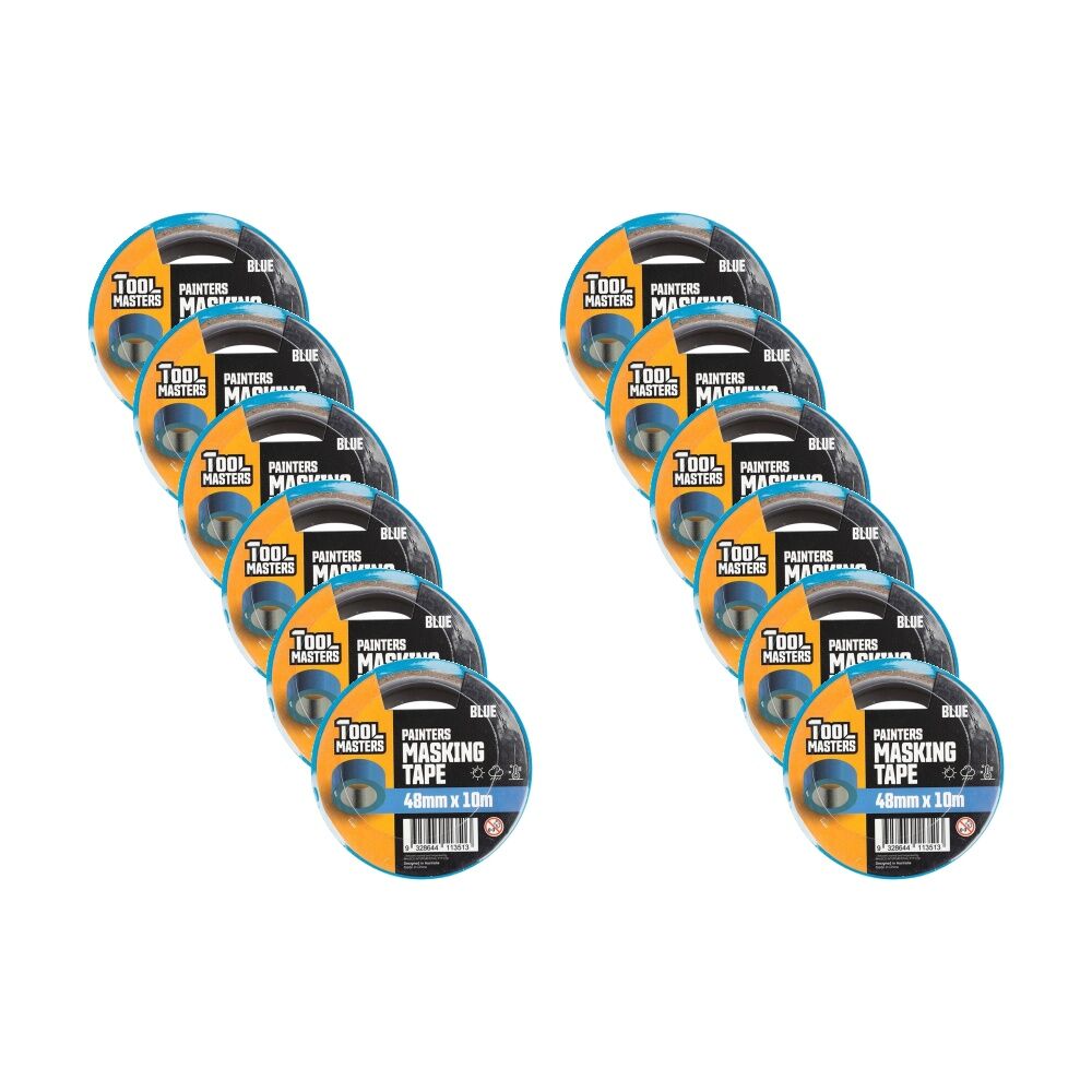 Tool Masters Printers Masking Tape Roll 48mm x 10m Blue (12 Pack)