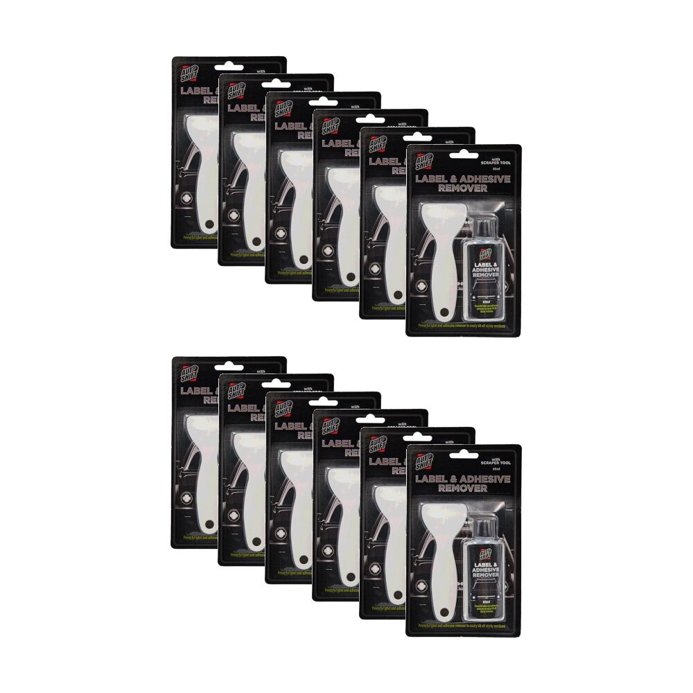 Autoshift Auto Shift Label & Adhesive Sticker Remover Tube w/ Scraper Tool 60ml (12 Pack)