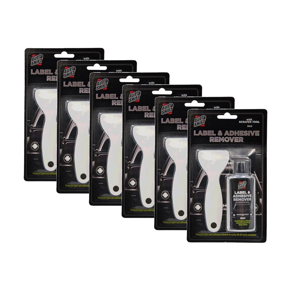Autoshift Auto Shift Label & Adhesive Sticker Remover Tube w/ Scraper Tool 60ml (6 Pack)