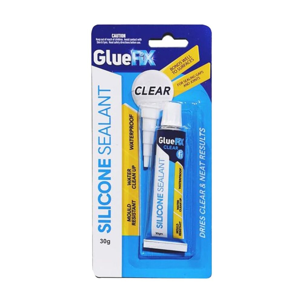 Gluefix 30g Clear Waterproof Mould-Resistant Silicone Sealant Glue Tube