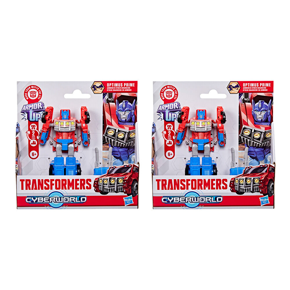 Transformers Cyberworld Armoured Cyber Changers Kids Figure Toy 6y+ Assorted (2 Pack)