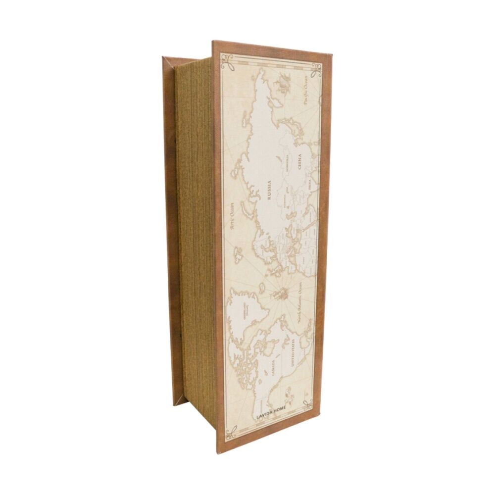 LVD 12.5x10x36cm Decorative World Map Wine Box Home & Living Decor — image 2