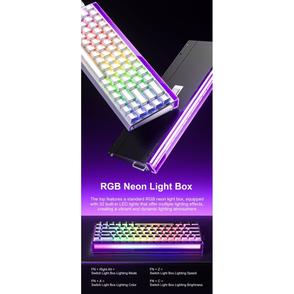 Aula White Hero 68 Wired Magnetic Switch 8K Returns RGB Keyboard — image 4