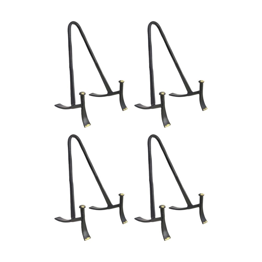 LVD Small Handcrafted Black Matte Metal Plate Stand Accessory 15x9x9cm (4 Pack)