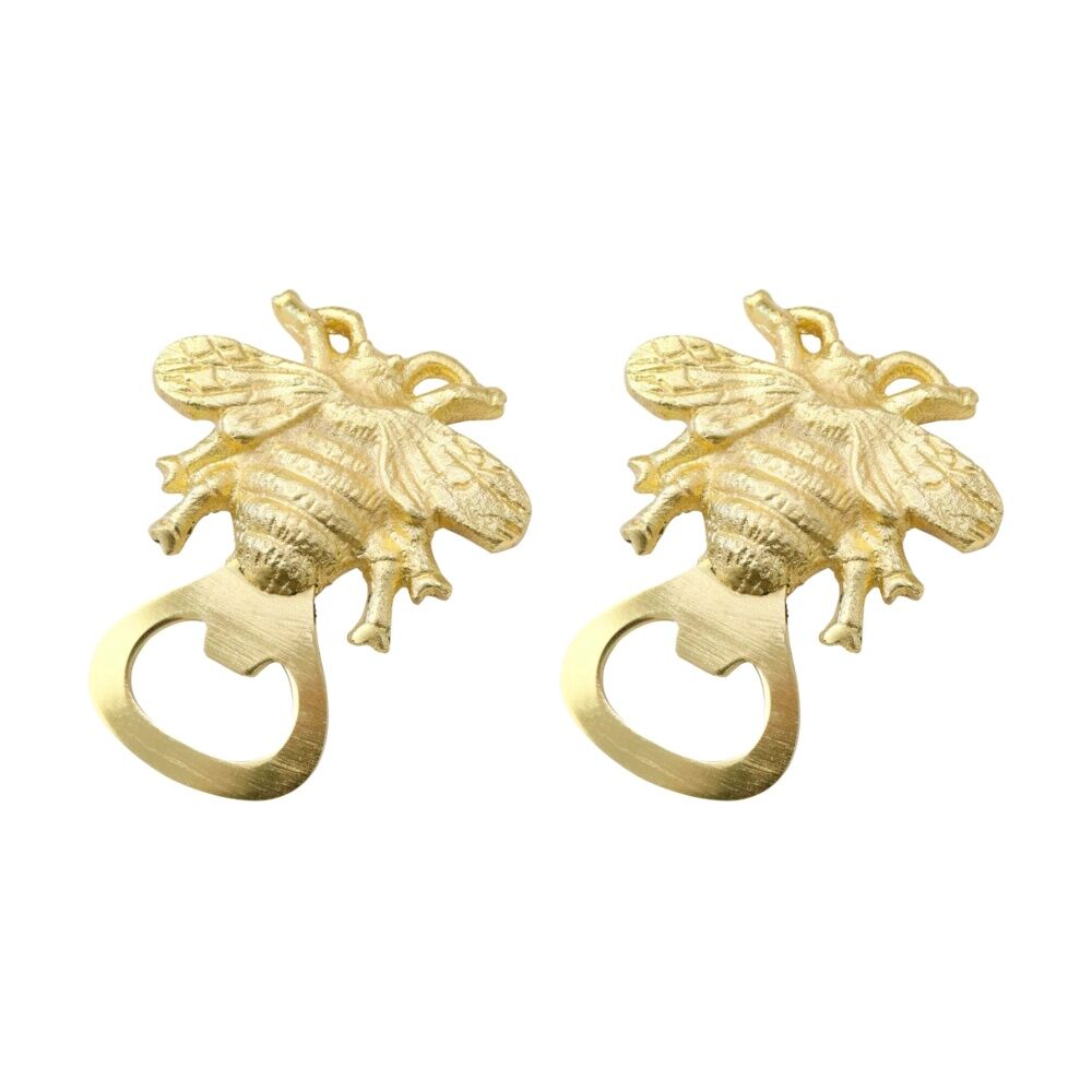 LVD Bee Metal Drinkware/Barware Home Decor Bottle Opener Gold 10x9cm (2 Pack)