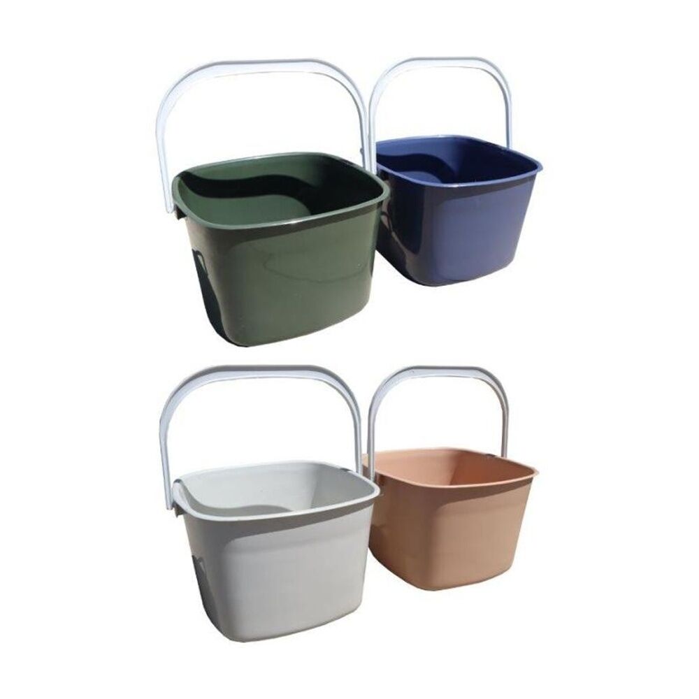 Braz Square Handy Cleaning Bucket w/ Handle 24x24x16cm Multi Colour Assorted (4 Pack) — image 3