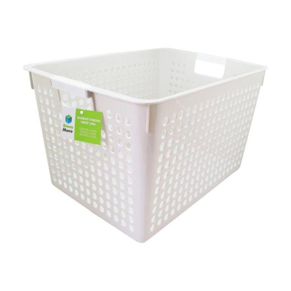 Braz Tokyo Deep Plastic Storage Basket Large w/ Handles 35x25x21cm Assorted (6 Pack) — image 3