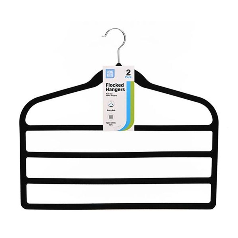 Braz 2pc Braz Flocked Pants Multi Bar Hanger w/ Metal Hook Black (4 Pack) — image 2