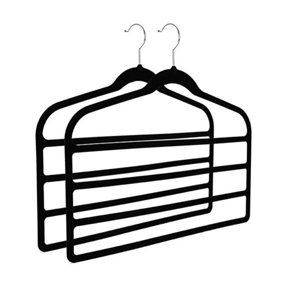 Braz 2pc Braz Flocked Pants Multi Bar Hanger w/ Metal Hook Black (8 Pack) — image 4