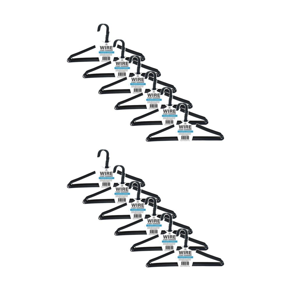 Braz 10pc Braz Plastic Coated Wire Coat Clothes Hangers Assorted (12 Pack)