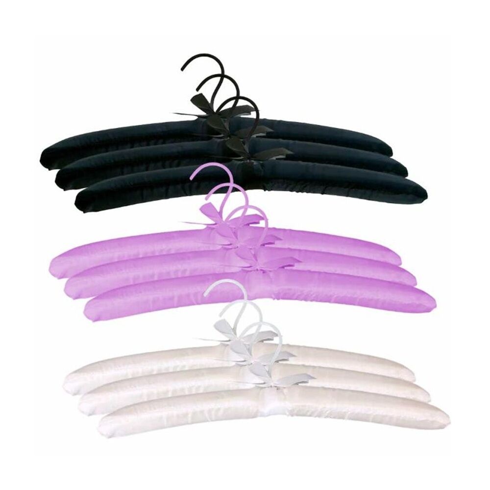 Braz 3pc Braz Satin Padded Clothes Hangers w/ Metal Hook Multi Colour Assorted (6 Pack) — image 5