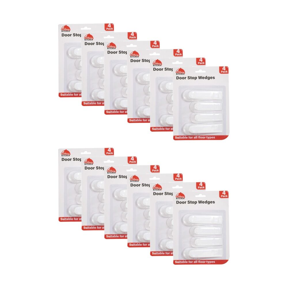 Braz 4pc Braz Non Slip Door Stop Wedges For All Floor Types White (12 Pack)