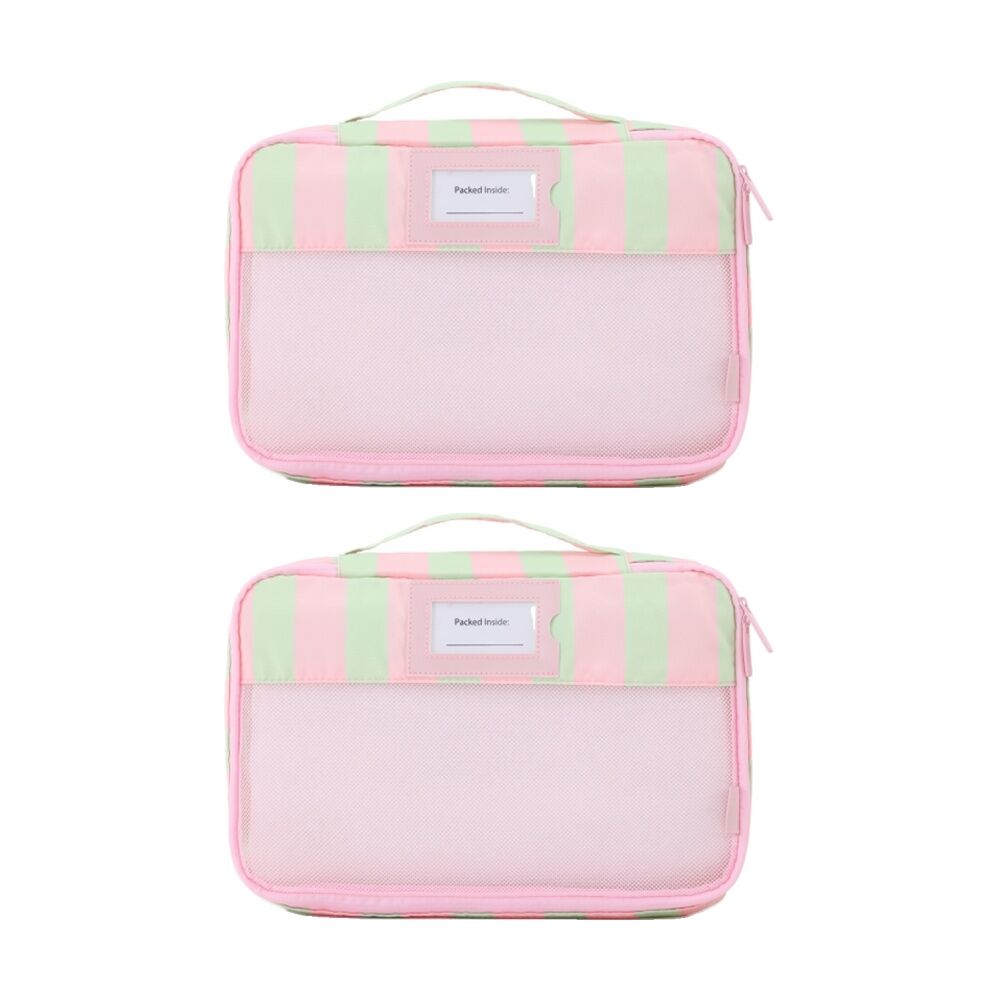 Ipack 2x5pc iPack Strip Packing Cube Set Travel Pink And Green 38x28x7cm (2 Pack)