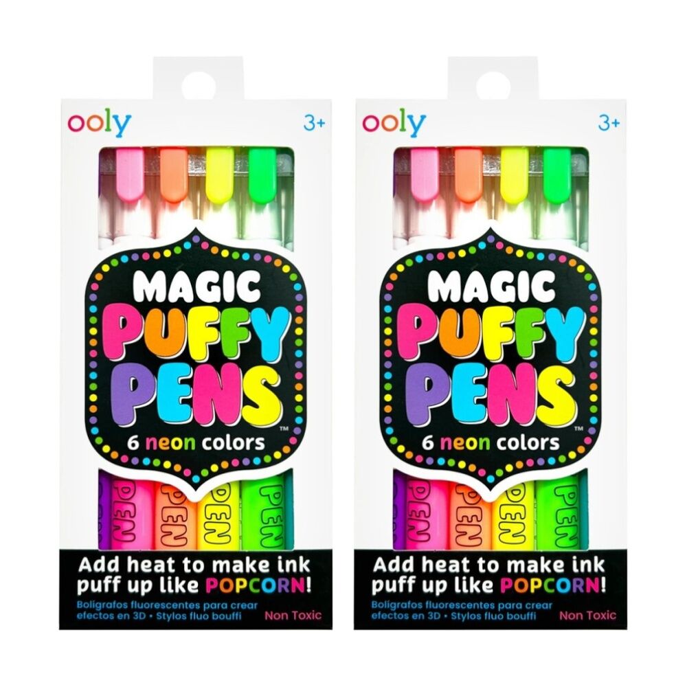 Ooly 6pc Ooly Magic Puffy Pens Neon Colours 3D Puff Effect Art Kids Craft Set 3y+ (2 Pack)