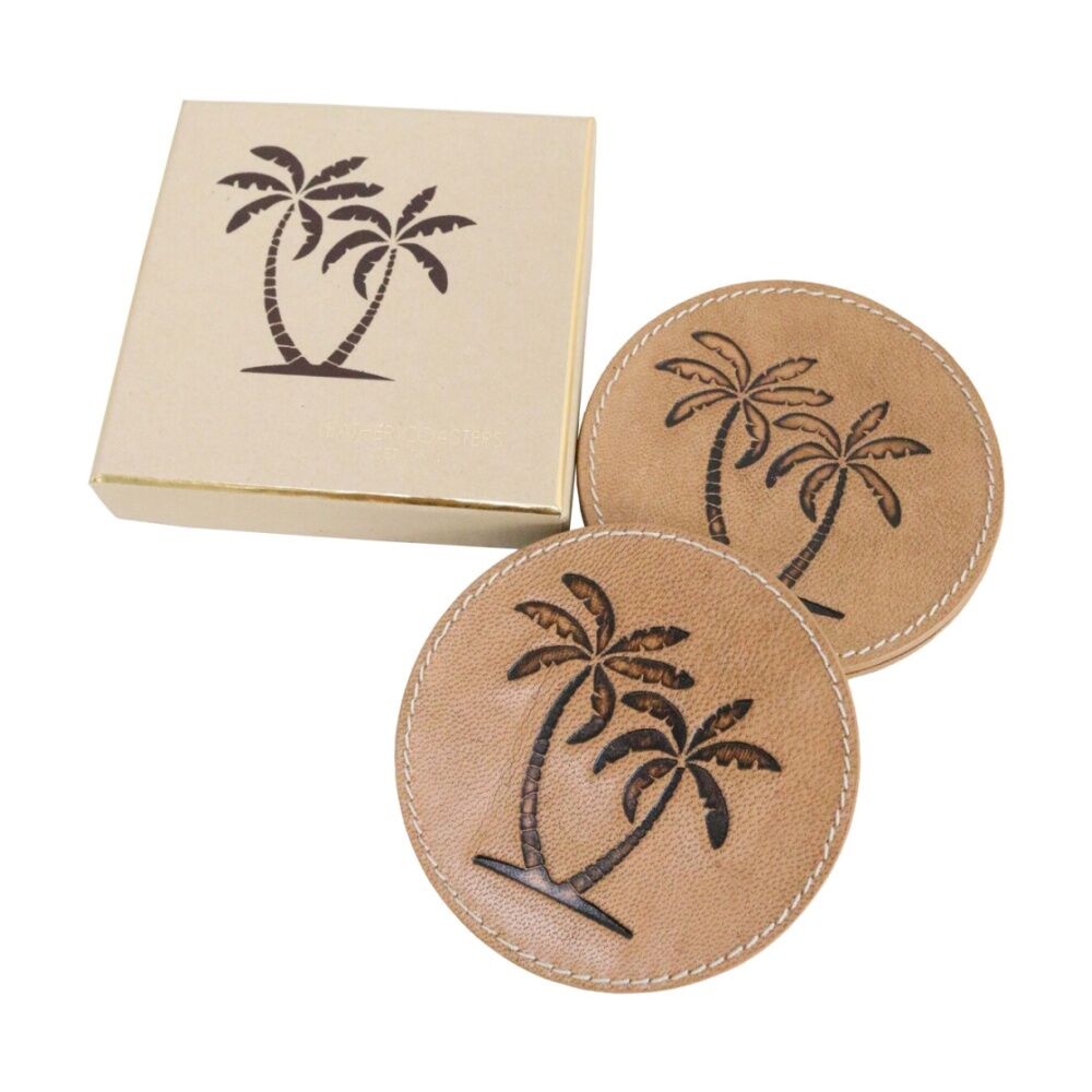LVD Handcrafted Palm Genuine Leather Coaster Set Tableware 10x10cm (4 Pieces) — image 3
