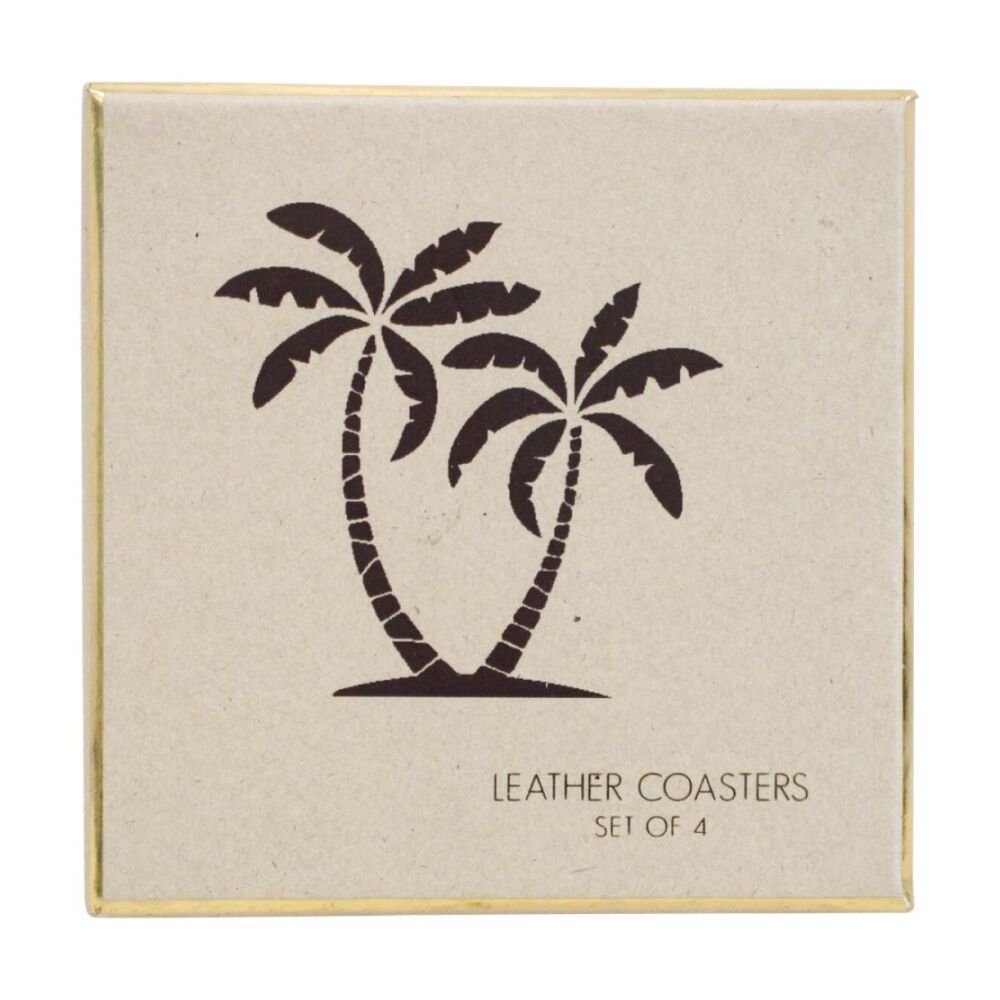 LVD Handcrafted Palm Genuine Leather Coaster Set Tableware 10x10cm (4 Pieces) — image 2