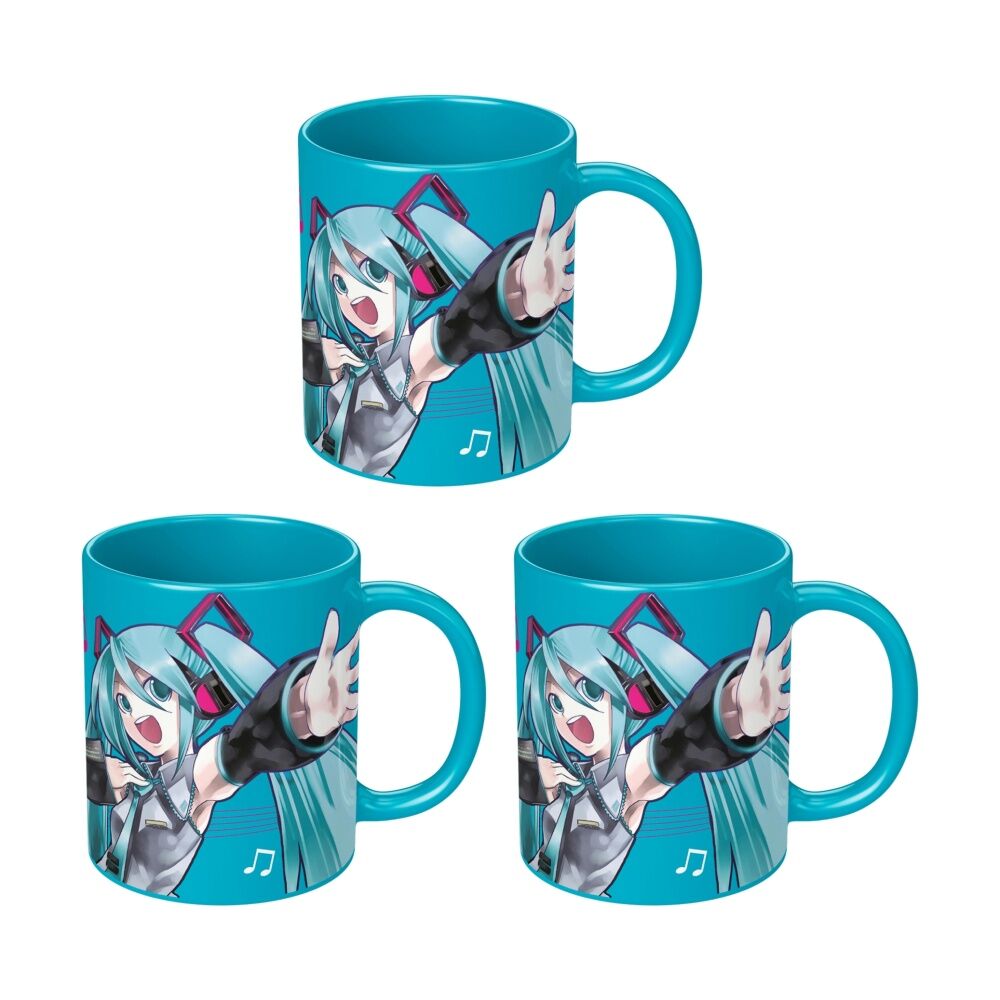 Hatsune Miku Ceramic Hot & Cold Coffee Drinking Mug Blue Coloured (3 Pack)