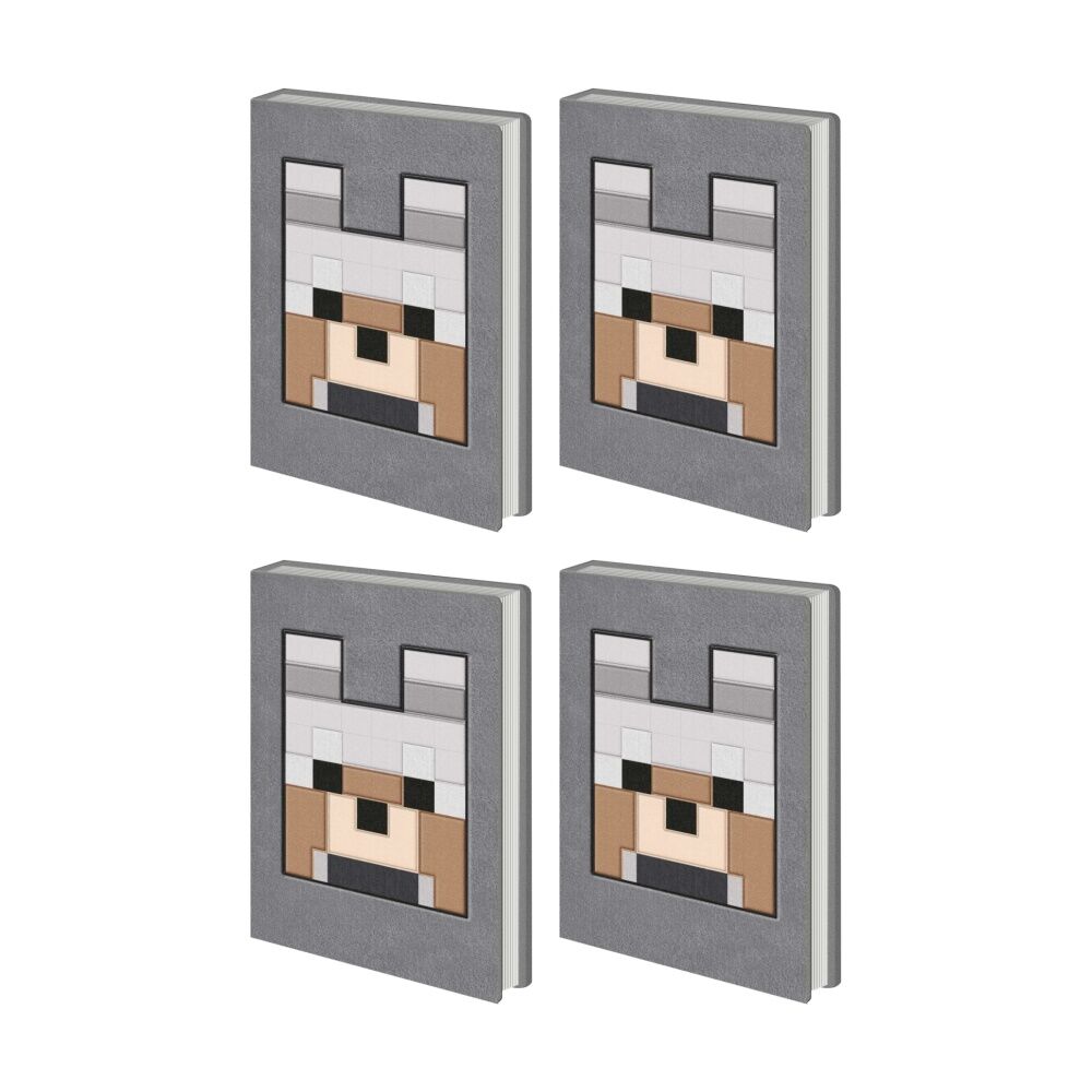 Minecraft Grey Wolf Plush Notebook w/ Inner Compartment A5 21x16cm (4 Pack)