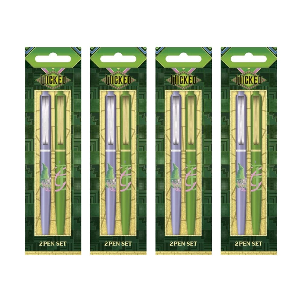 Wicked 2pc Wicked Elphaba and Glinda Premium Ballpoint Pen Set Click Top (4 Pack)