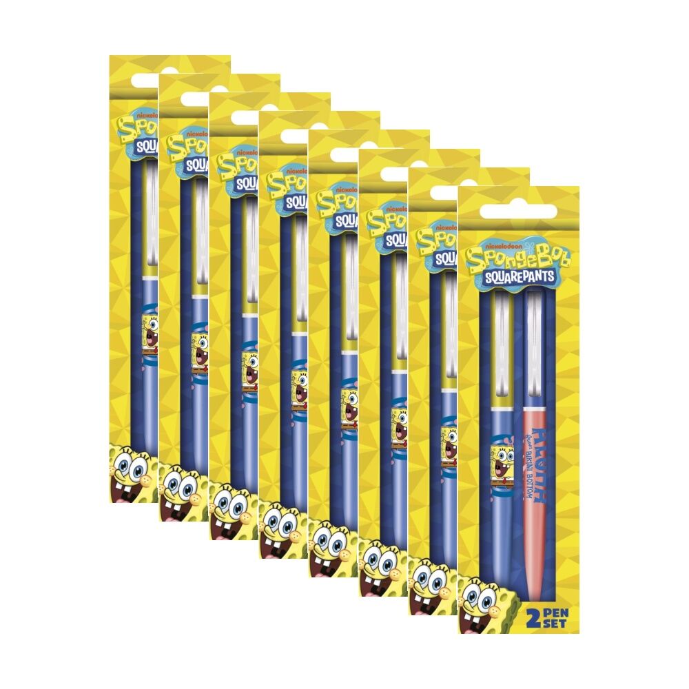 Spongebob 2pc Spongebob Aloha Premium Ballpoint Pen Set Satin Finish Click Top (8 Pack)
