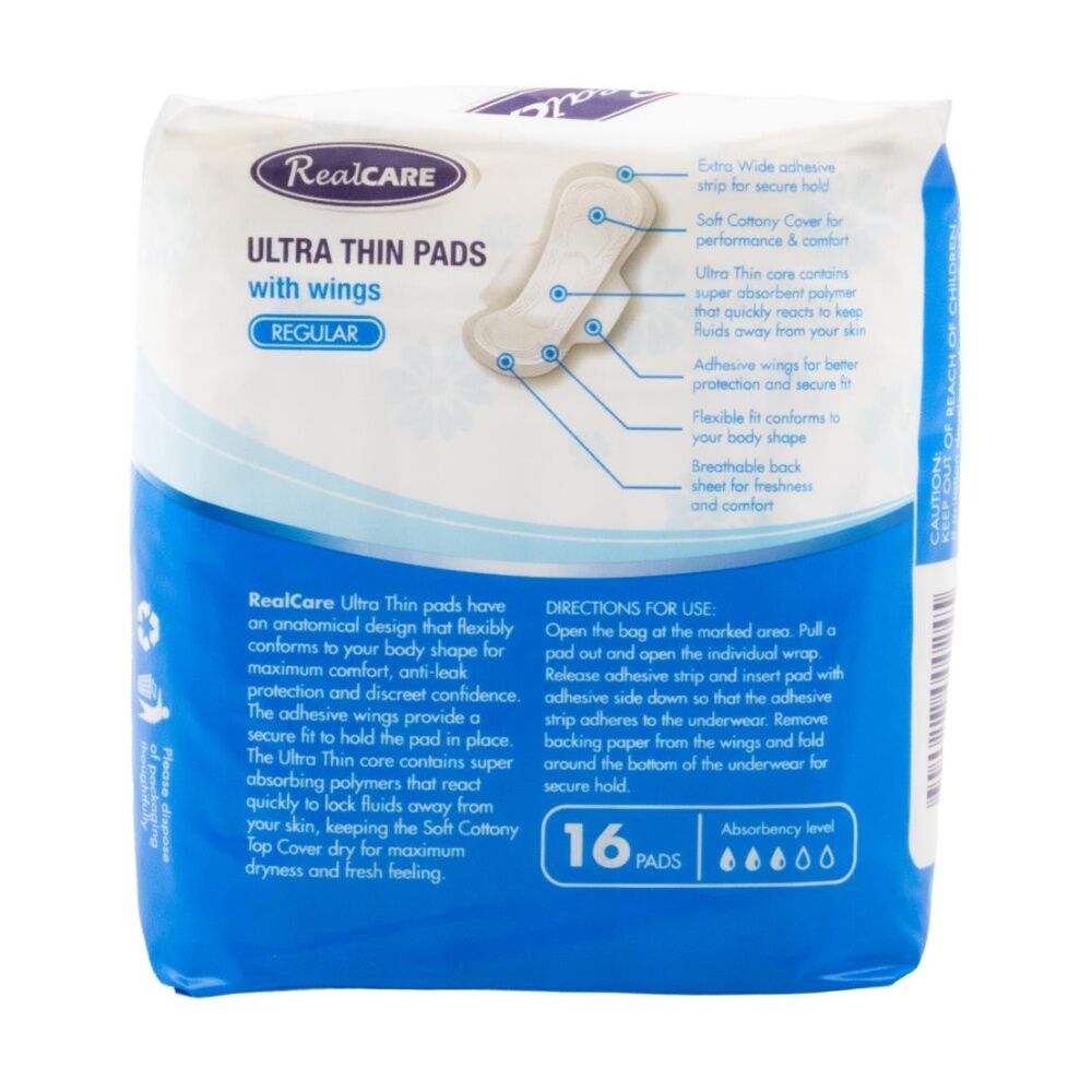 Real Care 16pc Real Care Ultra Thin Pads With Wings Regular Absorbency Level 3 Pack (16 Pack) — image 3