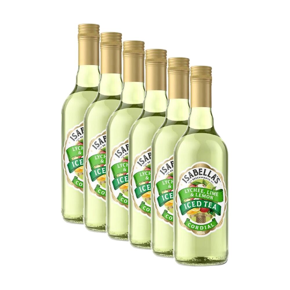 Isabella's Lychee Lime Lemon Ice Tea Flavoured Cordial Bottle 700ml (6 Pack)