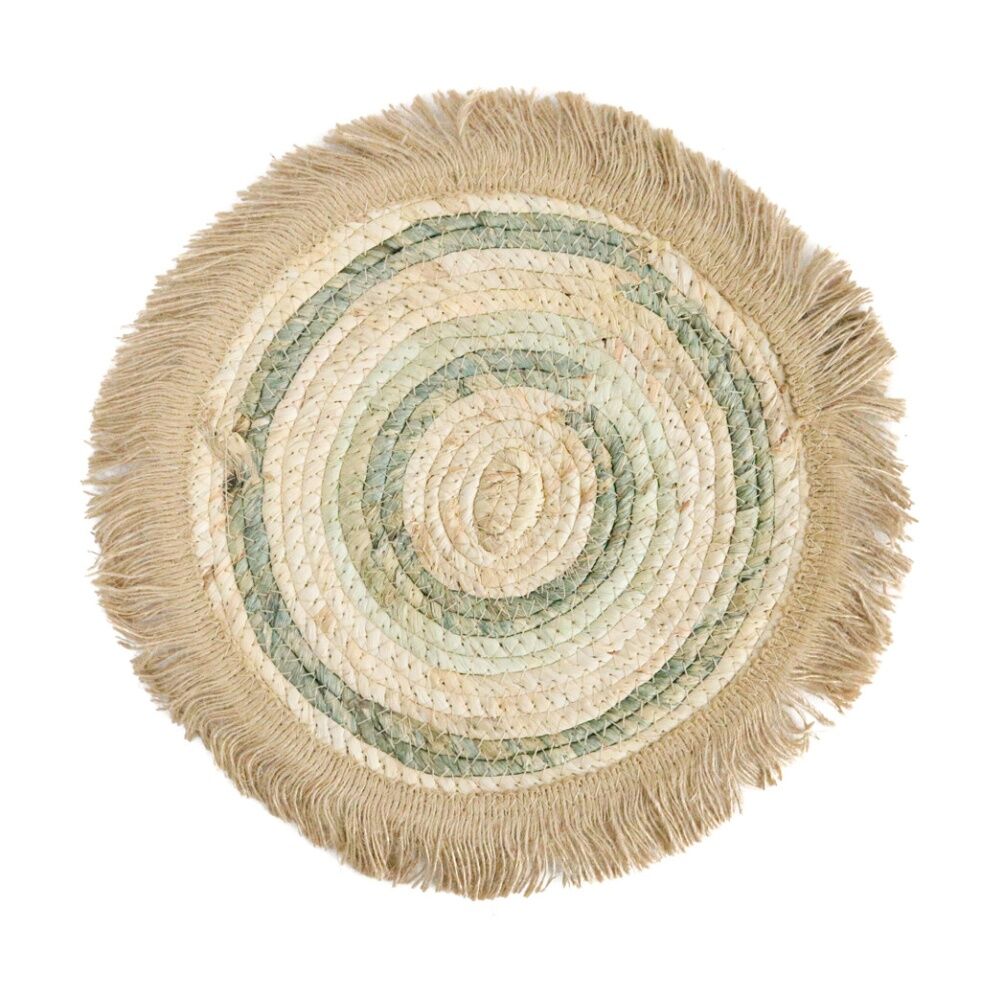 LVD Beige/Green/Cream Amazon Corn Husk/Sea Grass Kitchen Placemat 30x30cm