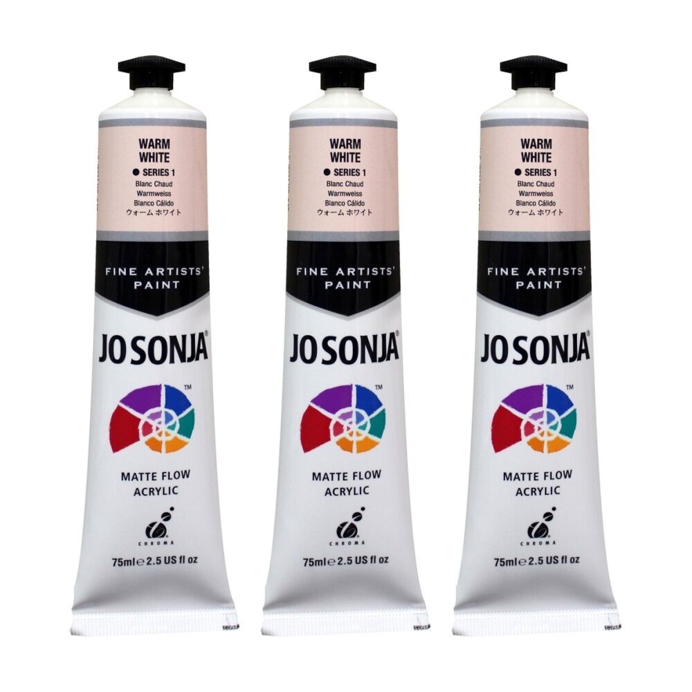 JO Sonja Acrylic Colour Series Artist Craft Paint 75mL Tube Warm White (3 Pack)