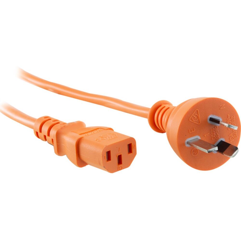 Doss Orange Iec Power Lead 2M Iec-C13 Appliance Cord IEC Australia 2m
