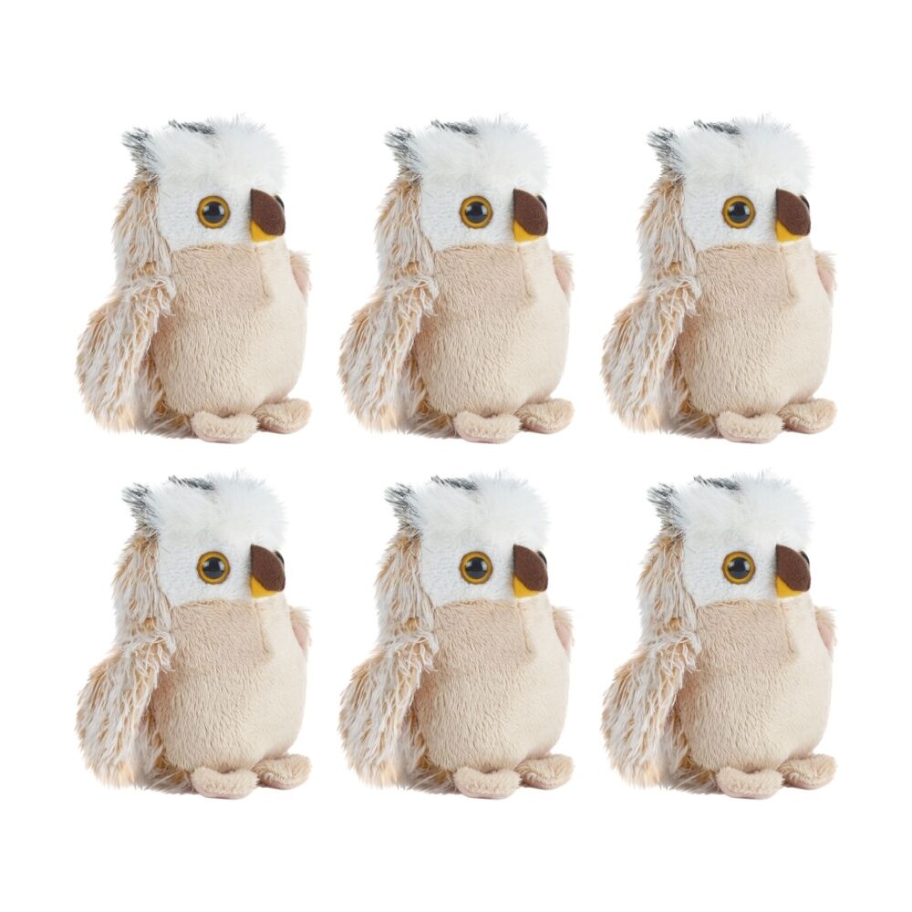 Living Nature Little Buddies Owl Soft Animal Kids Plush Toy Brown (6 Pack)