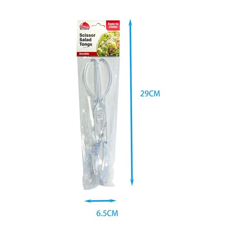 Culinary Kitchen Plastic Salad Tongs Cooking Utensil 29cm Clear (6 Pack) — image 3
