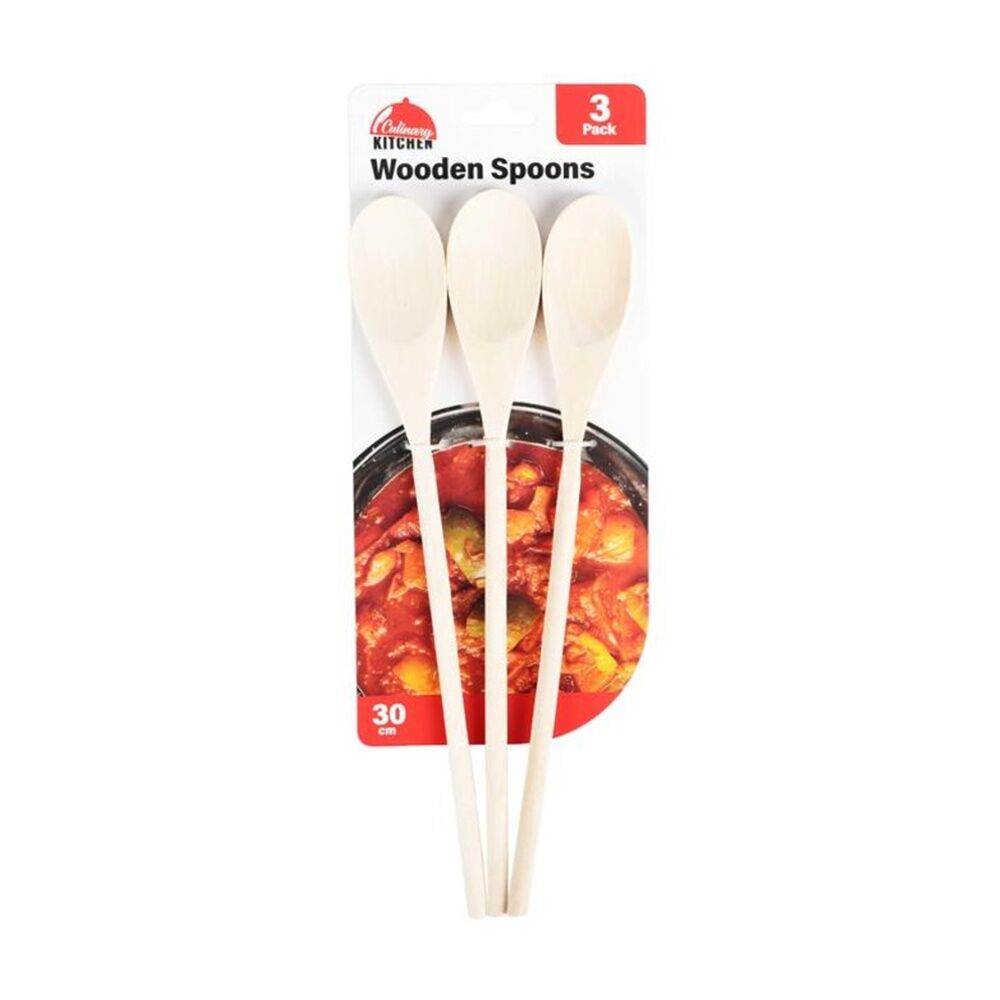 Culinary Kitchen 3pc Culinary Kitchen Wooden Spoons Set Cooking Utensil 30cm (12 Pack) — image 2
