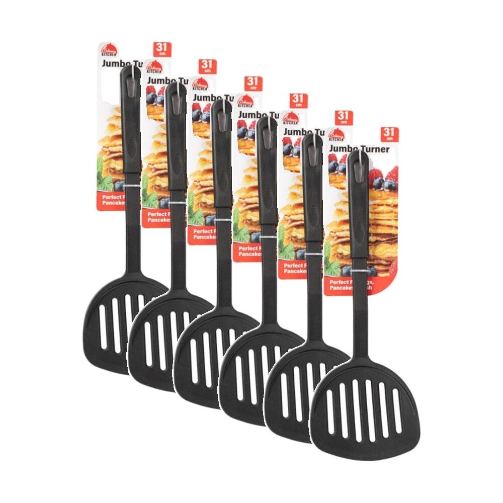 Culinary Kitchen Nylon Jumbo Turner w/ Hanging Hole Cooking Utensil 30cm (6 Pack)