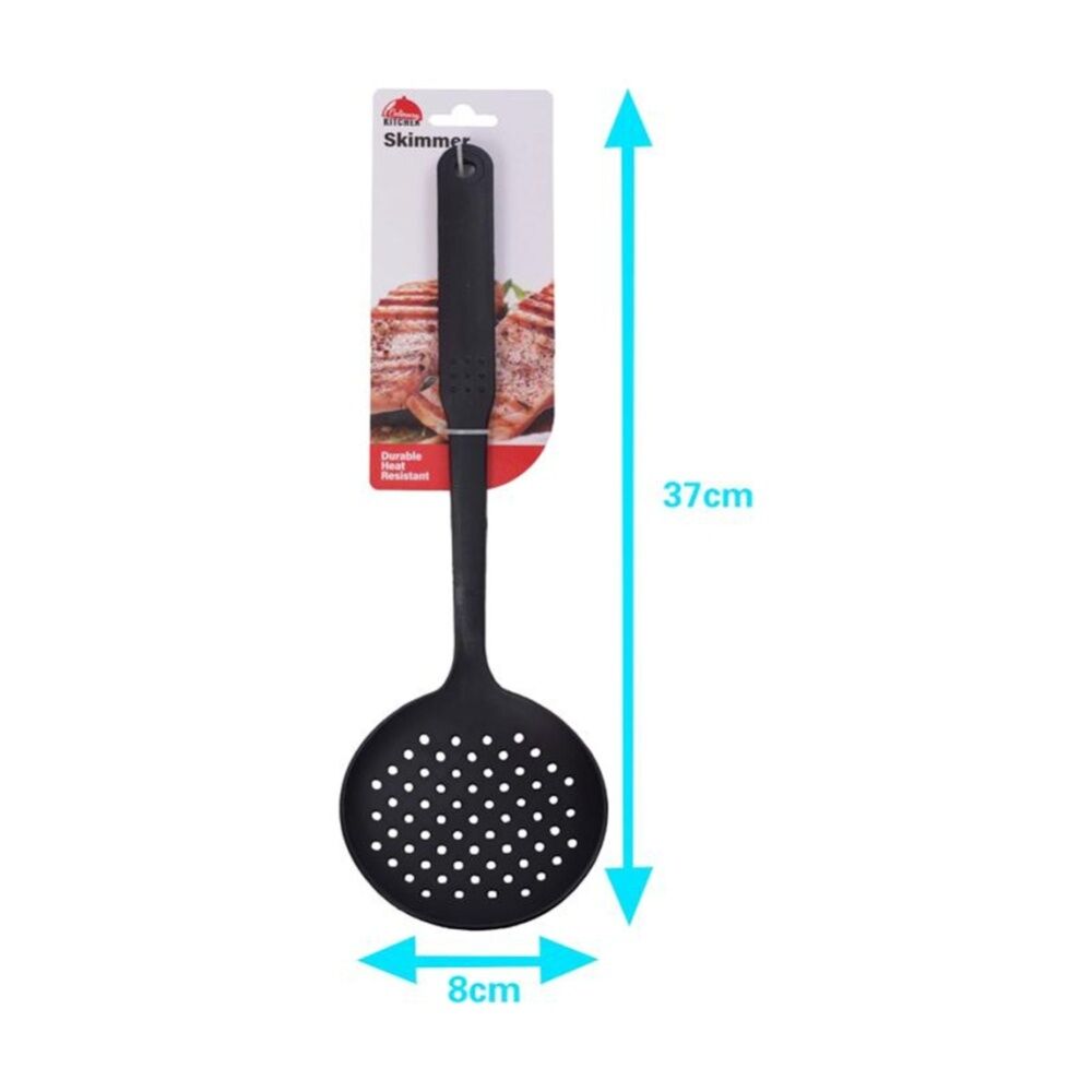 Culinary Kitchen Nylon Skimmer w/ Hanging Hole Cooking Utensil Black (6 Pack) — image 3