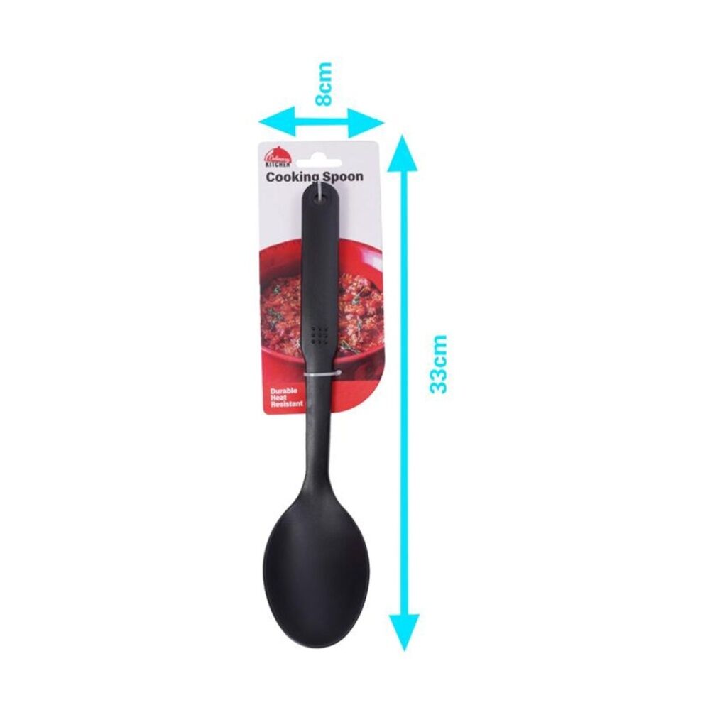 Culinary Kitchen Nylon Cooking Spoon w/ Hanging Hole Utensil 29cm Black (6 Pack) — image 3