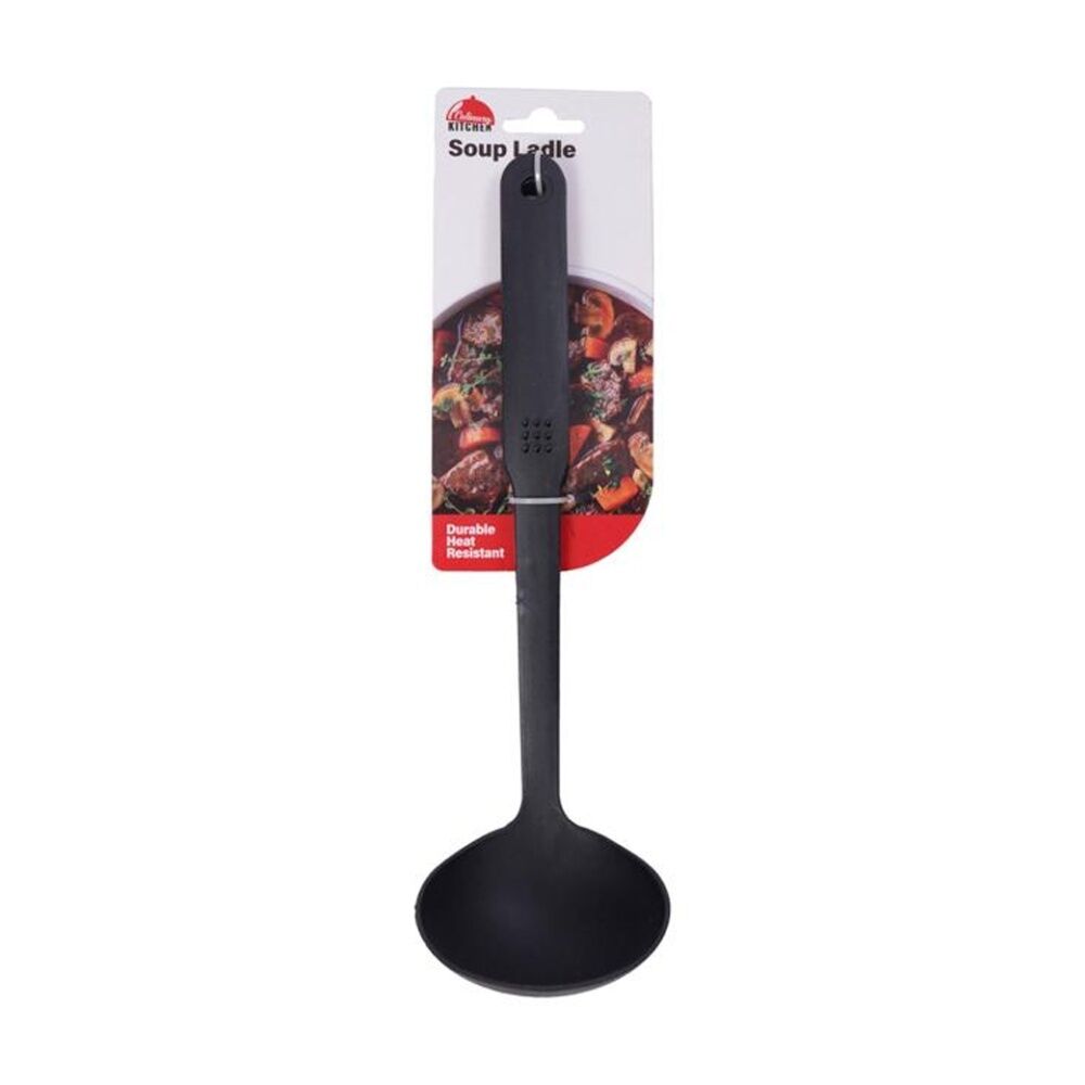 Culinary Kitchen Nylon Ladle w/ Hanging Hole Cooking Utensil Black (3 Pack) — image 2