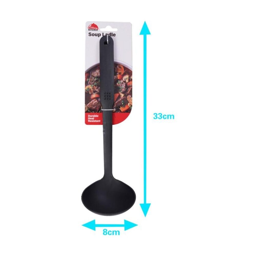 Culinary Kitchen Nylon Ladle w/ Hanging Hole Cooking Utensil Black (3 Pack) — image 3