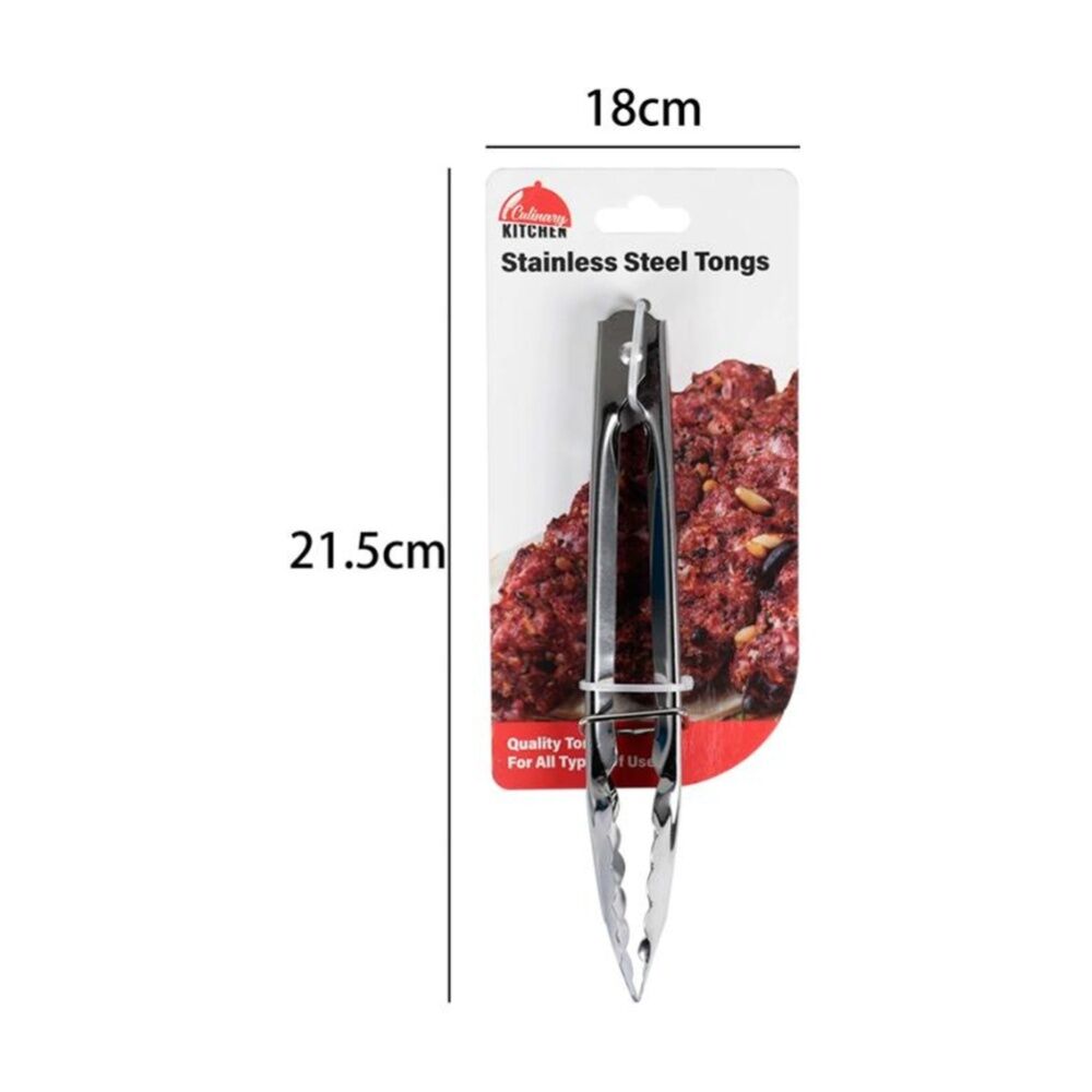 Culinary Kitchen Stainless Steel Tongs Cooking Utensil 17cm Silver (6 Pack) — image 3