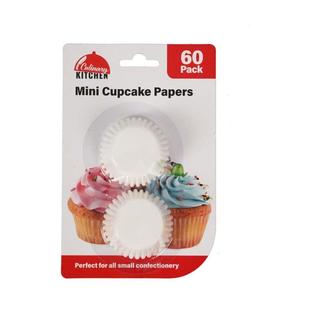 Culinary Kitchen 60pc Culinary Kitchen Mini Paper Muffin Cupcake Cups Set 5cm White (24 Pack) — image 2