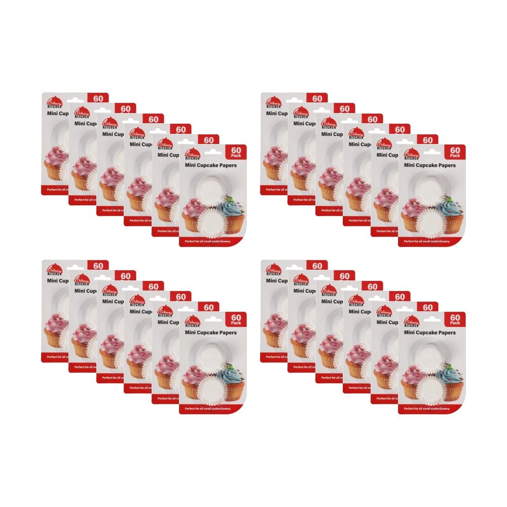Culinary Kitchen 60pc Culinary Kitchen Mini Paper Muffin Cupcake Cups Set 5cm White (24 Pack)