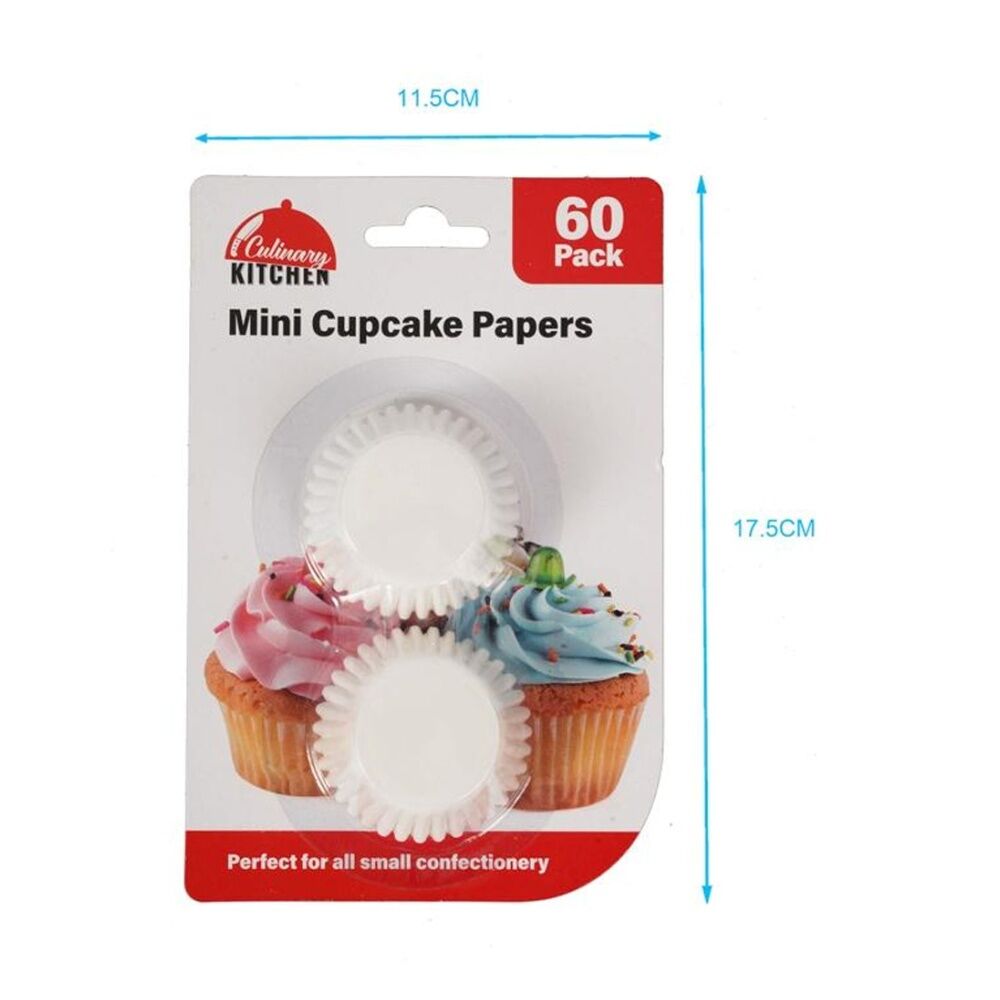 Culinary Kitchen 60pc Culinary Kitchen Mini Paper Muffin Cupcake Cups Set 5cm White (24 Pack) — image 3