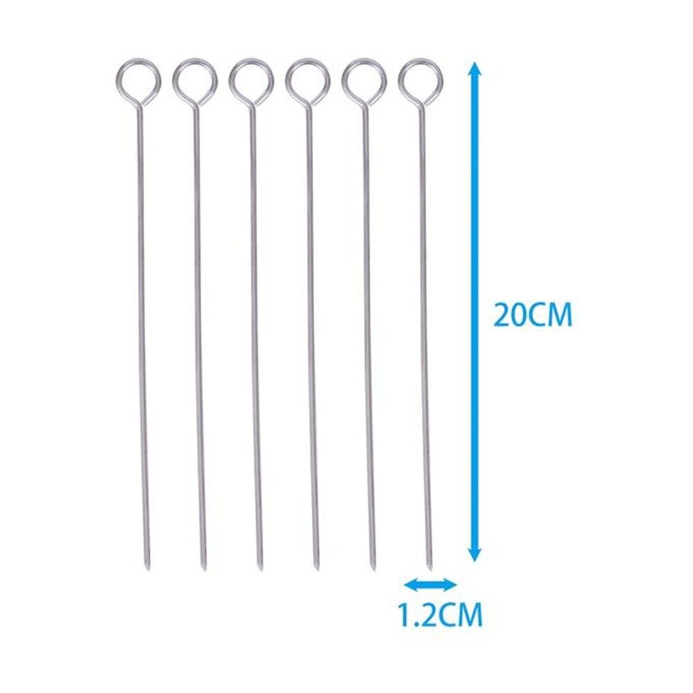 Culinary Kitchen Barbecue Grill Metal Skewers w/ Loop Handle 20cm (6 Pieces) — image 3